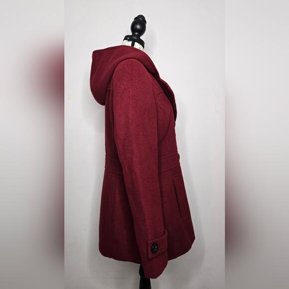 METAPHOR Womens Red Hooded Winter Coat Size M Button Front Fully Lined Pockets M - Picture 4 of 13